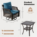 EROMMY 3 Piece Outdoor Swivel Chair Set, Patio Furniture Conversation Set for Deck, Yard, Garden, Poolside(Turquoise)-Erommy